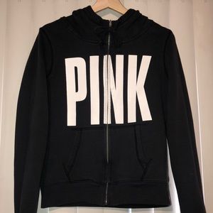 Vs pink black/White Logo zip up hoodie size small